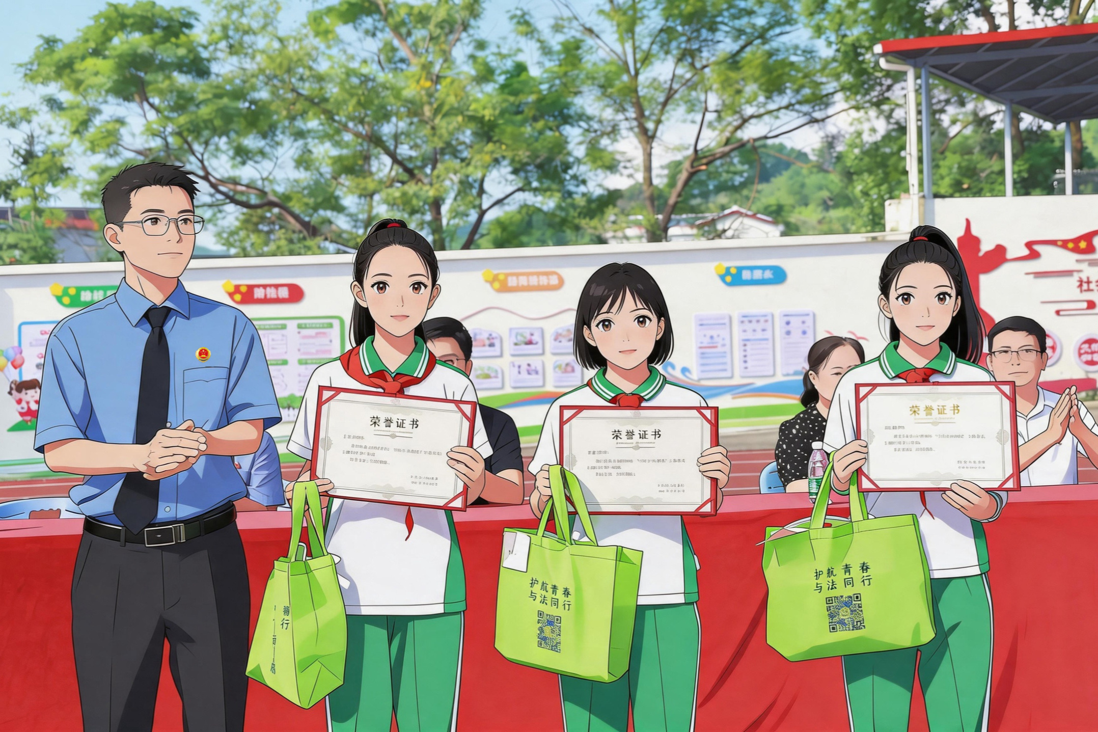 （图片4）2023年9月，我院在河头小学打造的青少年法治教育长廊为“书写心中之法”书法比赛获奖学生颁奖.jpg
